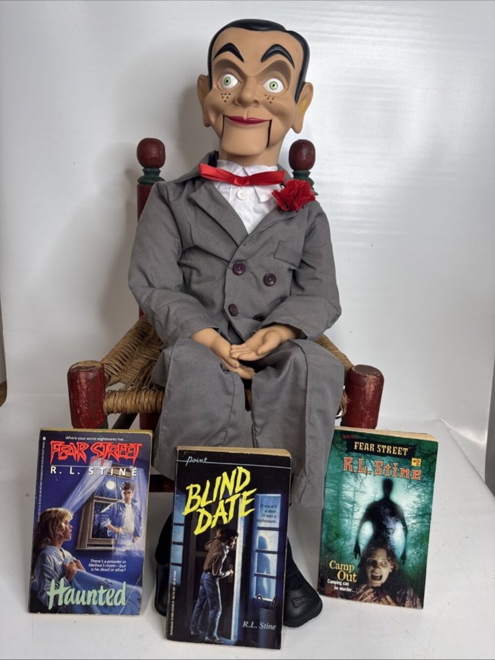 Slappy Goosebumps Ventriloquist Dummy /Doll - WORKS- With 3  R.L. Stine Books